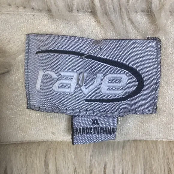 Vintage Rave Y2K Faux Suede and Shearling Embroidered Embellished Cream Vest XL - Picture 5 of 7